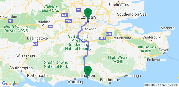 London to Brighton removal companies Map