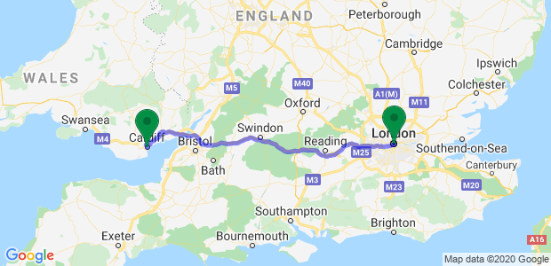 Professional London to Cardiff Map