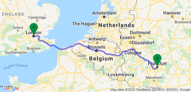 London to Frankfurt Movers Map