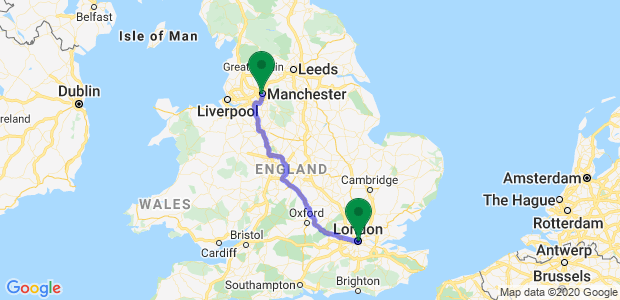 Removals from London to Manchester Map